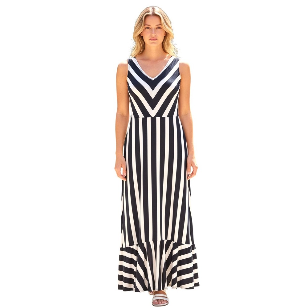 Chaps NWT Women's Sleeveless Maxi Dress Blue/White S Retails $80